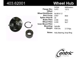 Centric C-Tek Standard Hub and Bearing Assembly Repair Kit 403.62001E