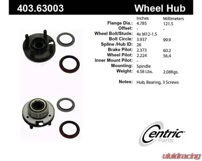 Centric C-Tek Standard Hub and Bearing Assembly Repair Kit 403.63003E - 403.63003E