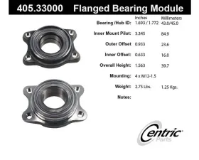 Centric C-Tek Standard Flanged Wheel Bearing Module 405.33000E