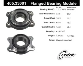 Centric C-Tek Standard Flanged Wheel Bearing Module; With ABS 405.33001E