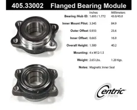 Centric C-Tek Standard Flanged Wheel Bearing Module; With ABS 405.33002E