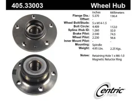 Centric C-Tek Standard Hub and Bearing Assembly; With ABS 405.33003E