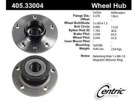 Centric C-Tek Standard Hub and Bearing Assembly; With ABS 405.33004E
