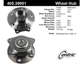 Centric C-Tek Standard Hub and Bearing Assembly 405.39001E