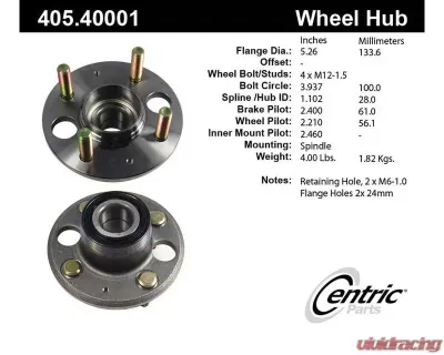 Centric C-Tek Standard Hub and Bearing Assembly 405.40001E - 405.40001E