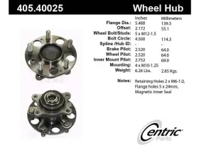 Centric C-Tek Standard Hub and Bearing Assembly; With ABS 405.40025E