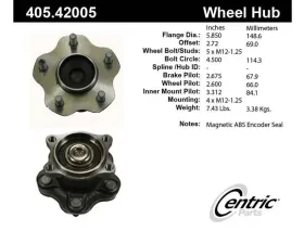 Centric C-Tek Standard Hub and Bearing Assembly; With ABS 405.42005E