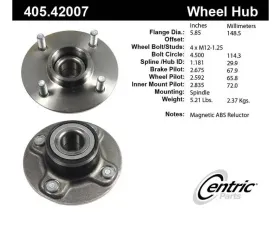 Centric C-Tek Standard Hub and Bearing Assembly; With ABS 405.42007E