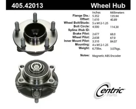 Centric C-Tek Standard Hub and Bearing Assembly; With ABS 405.42013E