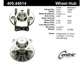 Centric C-Tek Standard Hub and Bearing Assembly; With ABS Tone Ring 405.44014E