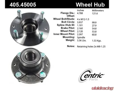 Centric C-Tek Standard Hub and Bearing Assembly 405.45005E - 405.45005E
