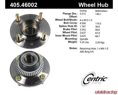 Centric C-Tek Standard Hub and Bearing Assembly 405.46002E - 405.46002E