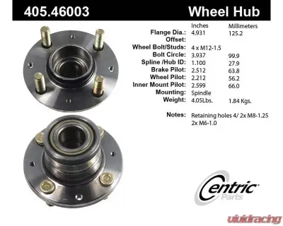Centric C-Tek Standard Hub and Bearing Assembly 405.46003E - 405.46003E
