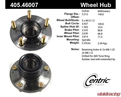 Centric C-Tek Standard Hub and Bearing Assembly 405.46007E - 405.46007E