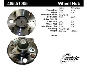 Centric C-Tek Standard Hub and Bearing Assembly 405.51005E