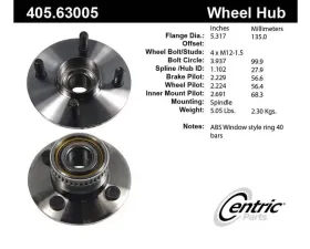 Centric C-Tek Standard Hub and Bearing Assembly; With ABS 405.63005E