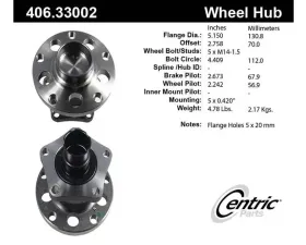 Centric C-Tek Standard Hub and Bearing Assembly; With ABS 406.33002E