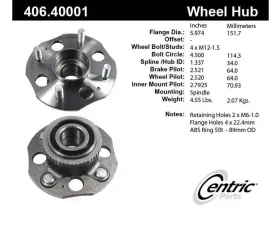 Centric C-Tek Standard Hub and Bearing Assembly; With ABS 406.40001E
