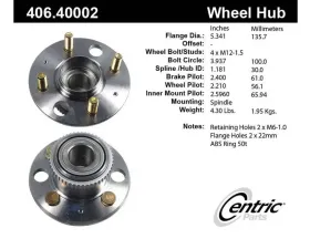 Centric C-Tek Standard Hub and Bearing Assembly; With ABS 406.40002E