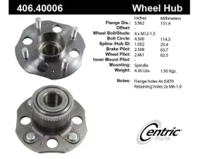 Centric C-Tek Standard Hub and Bearing Assembly 406.40006E
