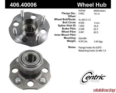 Centric C-Tek Standard Hub and Bearing Assembly 406.40006E - 406.40006E