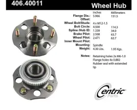 Centric C-Tek Standard Hub and Bearing Assembly; With ABS 406.40011E