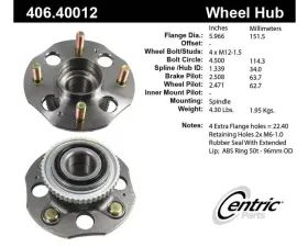 Centric C-Tek Standard Hub and Bearing Assembly; With ABS 406.40012E