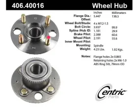 Centric C-Tek Standard Hub and Bearing Assembly; With ABS 406.40016E