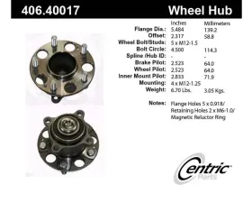 Centric C-Tek Standard Hub and Bearing Assembly; With ABS 406.40017E