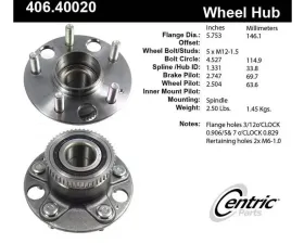 Centric C-Tek Standard Hub and Bearing Assembly 406.40020E