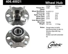Centric C-Tek Standard Hub and Bearing Assembly; With ABS 406.40021E
