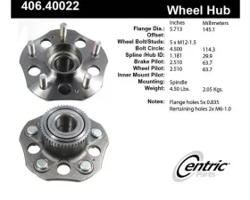 Centric C-Tek Standard Hub and Bearing Assembly 406.40022E