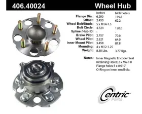 Centric C-Tek Standard Hub and Bearing Assembly; With ABS 406.40024E
