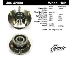 Centric C-Tek Standard Hub and Bearing Assembly; With ABS 406.42000E