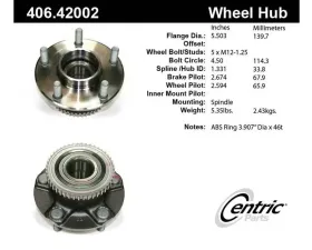 Centric C-Tek Standard Hub and Bearing Assembly; With ABS 406.42002E
