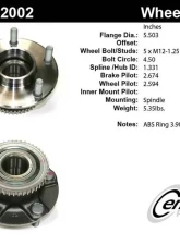 Centric C-Tek Standard Hub and Bearing Assembly; With ABS 406.42002E                                     - 406.42002E - Image 5