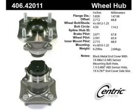 Centric C-Tek Standard Hub and Bearing Assembly; With ABS 406.42011E