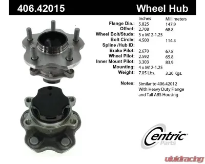 Centric Premium Hub and Bearing Assembly; With ABS 406.42015 - 406.42015