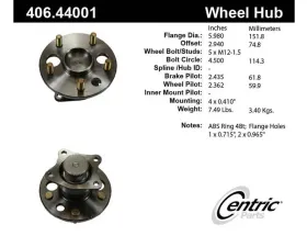 Centric C-Tek Standard Hub and Bearing Assembly; With ABS 406.44001E