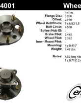Centric C-Tek Standard Hub and Bearing Assembly; With ABS 406.44001E                                     - 406.44001E - Image 5