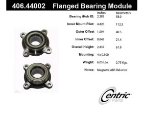 Centric C-Tek Standard Flanged Wheel Bearing Module; With ABS 406.44002E