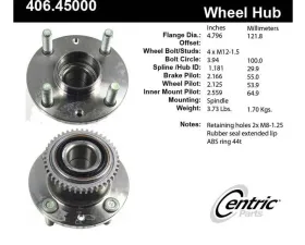 Centric C-Tek Standard Hub and Bearing Assembly; With ABS 406.45000E
