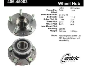 Centric C-Tek Standard Hub and Bearing Assembly; With ABS 406.45003E
