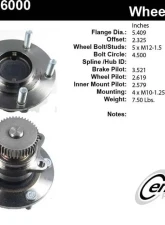 Centric C-Tek Standard Hub and Bearing Assembly; With ABS Tone Ring 406.46000E                                     - 406.46000E - Image 5