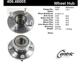 Centric C-Tek Standard Hub and Bearing Assembly; With ABS Tone Ring 406.46005E