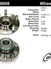 Centric C-Tek Standard Hub and Bearing Assembly; With ABS Tone Ring 406.46008E                                     - 406.46008E - Image 5