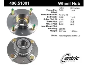 Centric C-Tek Standard Hub and Bearing Assembly; With ABS Tone Ring 406.51001E