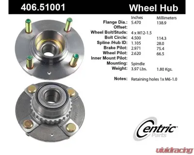 Centric C-Tek Standard Hub and Bearing Assembly; With ABS Tone Ring 406.51001E - 406.51001E