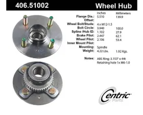 Centric C-Tek Standard Hub and Bearing Assembly; With ABS Tone Ring 406.51002E