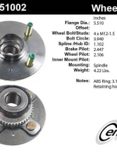 Centric C-Tek Standard Hub and Bearing Assembly; With ABS Tone Ring 406.51002E                                     - 406.51002E - Image 5